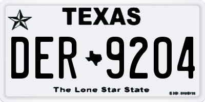 TX license plate DER9204