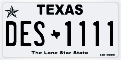 TX license plate DES1111