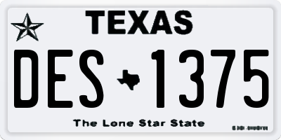 TX license plate DES1375