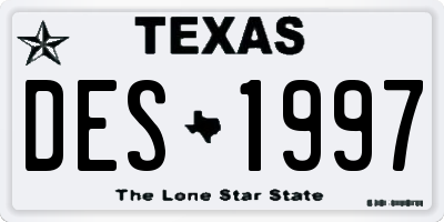 TX license plate DES1997