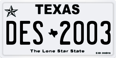 TX license plate DES2003