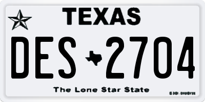 TX license plate DES2704