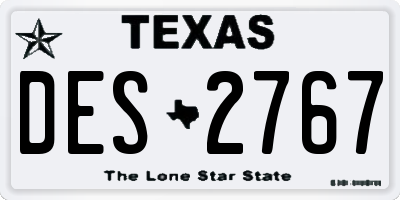TX license plate DES2767