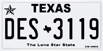 TX license plate DES3119