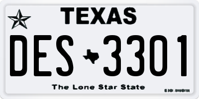 TX license plate DES3301