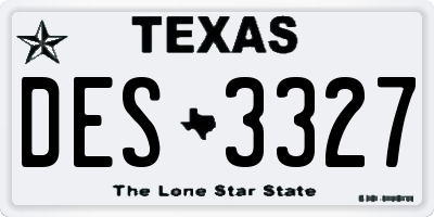 TX license plate DES3327