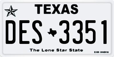 TX license plate DES3351