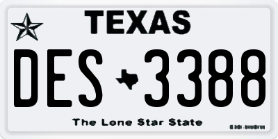 TX license plate DES3388