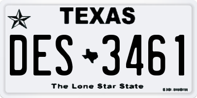 TX license plate DES3461