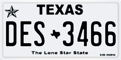 TX license plate DES3466