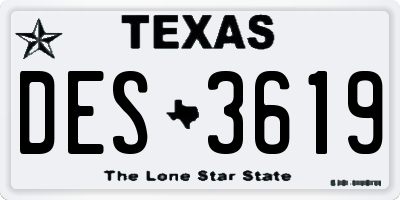 TX license plate DES3619