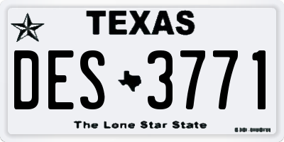 TX license plate DES3771