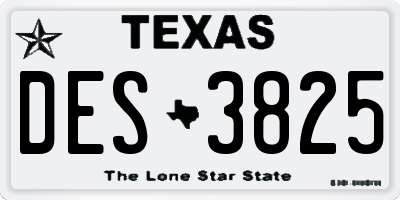 TX license plate DES3825