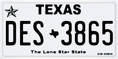 TX license plate DES3865