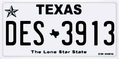 TX license plate DES3913
