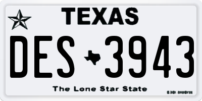 TX license plate DES3943