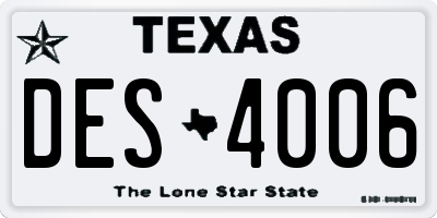 TX license plate DES4006