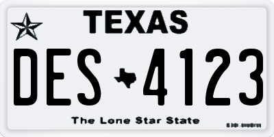 TX license plate DES4123