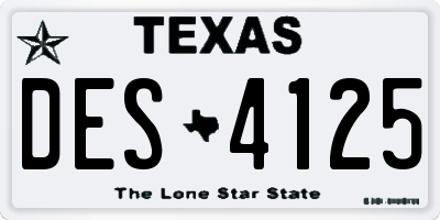 TX license plate DES4125
