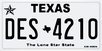 TX license plate DES4210