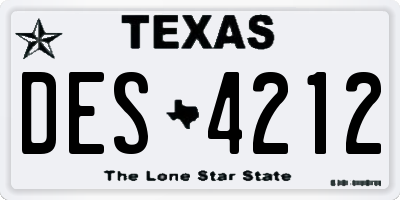 TX license plate DES4212