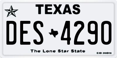 TX license plate DES4290