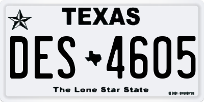 TX license plate DES4605