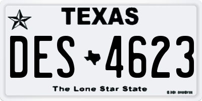 TX license plate DES4623