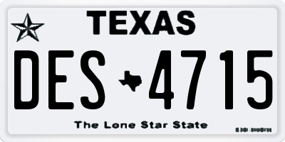TX license plate DES4715