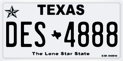 TX license plate DES4888
