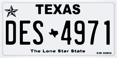 TX license plate DES4971
