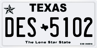 TX license plate DES5102