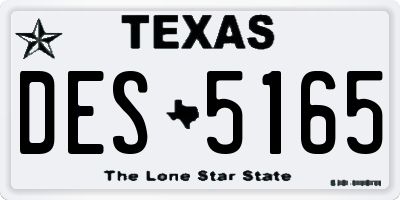 TX license plate DES5165