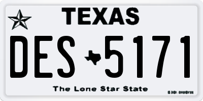 TX license plate DES5171