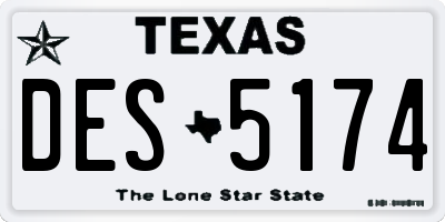 TX license plate DES5174