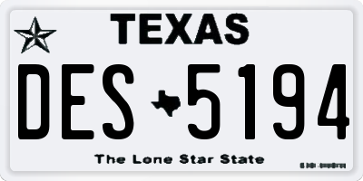 TX license plate DES5194