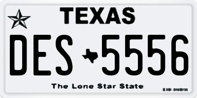 TX license plate DES5556
