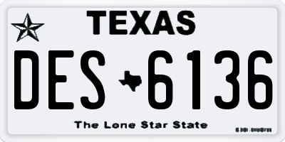 TX license plate DES6136