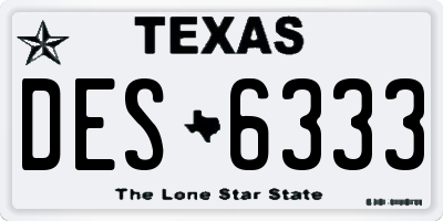 TX license plate DES6333