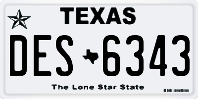 TX license plate DES6343