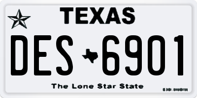 TX license plate DES6901