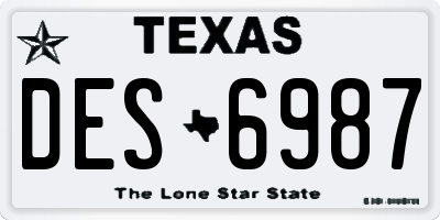 TX license plate DES6987