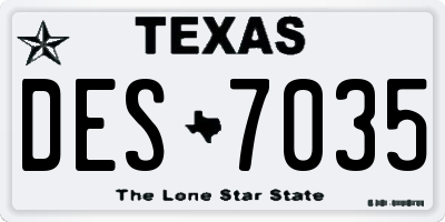 TX license plate DES7035