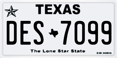 TX license plate DES7099