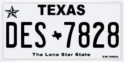TX license plate DES7828
