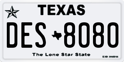 TX license plate DES8080