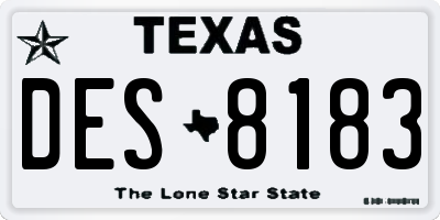 TX license plate DES8183
