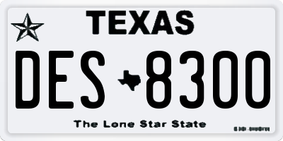 TX license plate DES8300