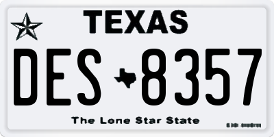 TX license plate DES8357