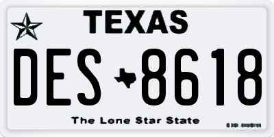 TX license plate DES8618